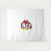 Cooles Einhorn mit Superheld Cape Costume Long Sle Wandteppich (Vorderseite (Horizontal))