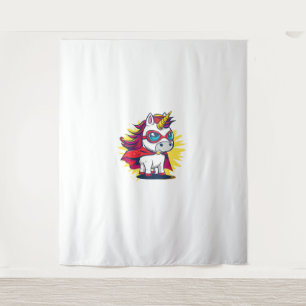 Cooles Einhorn mit Superheld Cape Costume Long Sle Wandteppich