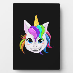 Cooles Einhorn mit Zahnspange Lustiges Horn Pferd  Fotoplatte