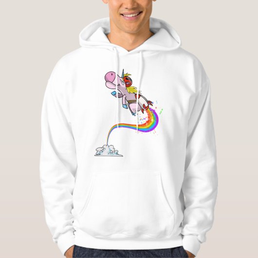 Cooles Einicorn Jetpack Regenbogen Funny Horned Ho Hoodie (Vorderseite)