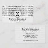 Cooles einzigartiges binäres Codeschema-Monogramm Visitenkarte (Vorne/Hinten)