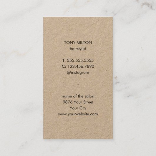 Cooles Elegant Kraft Black Scissors Hair Visitenkarte (Rückseite)