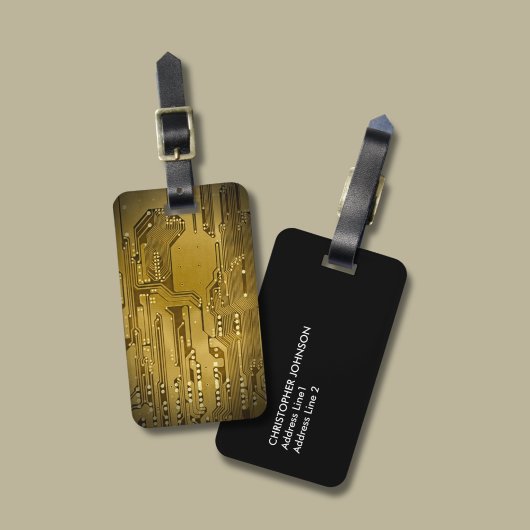 Cooles elegantes Imitat Gold Circuit Board Schwarz Gepäckanhänger