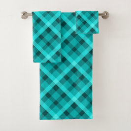 Cooles elegantes türkisfarbenes Kariertes Badetuch Badhandtuch Set
