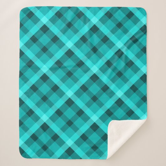 Cooles elegantes türkisfarbenes Kariertes Mittelsh Sherpadecke (Vorderseite)
