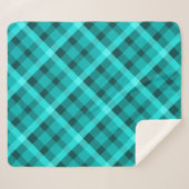 Cooles elegantes türkisfarbenes Kariertes Mittelsh Sherpadecke (Vorderseite (Horizontal))