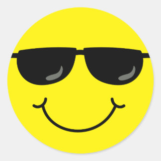 Cooles Emoji-Gesicht mit Sonnenbrille Runder Aufkleber