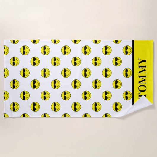 Cooles Emoji stellen mit Sonnenbrillen addieren Strandtuch (Vorderseite)