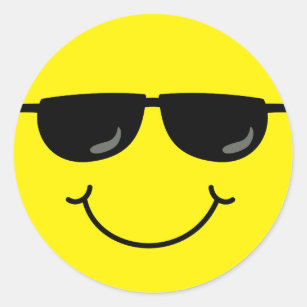 Cooles Emoji stellen mit Sonnenbrillen gegenüber Runder Aufkleber