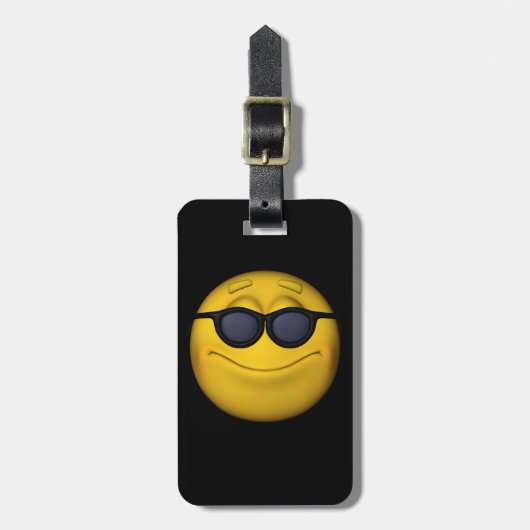 Cooles Emoticon mit Sonnenbrille Gepäckanhänger (Vorderseite vertikal)
