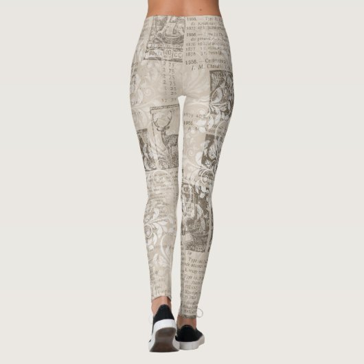 Cooles Ephemera News Print Muster Leggings (Rückseite)