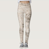 Cooles Ephemera News Print Muster Leggings (Vorderseite)