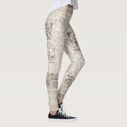 Cooles Ephemera News Print Muster Leggings (Rechts)
