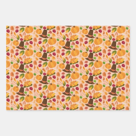 cooles Erntedank-Fliesenmuster Geschenkpapier Set (Vorderseite 2)