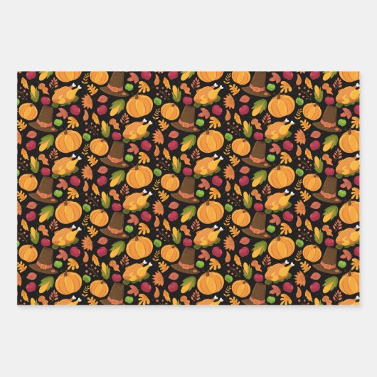 cooles Erntedank-Fliesenmuster Geschenkpapier Set (Vorderseite)