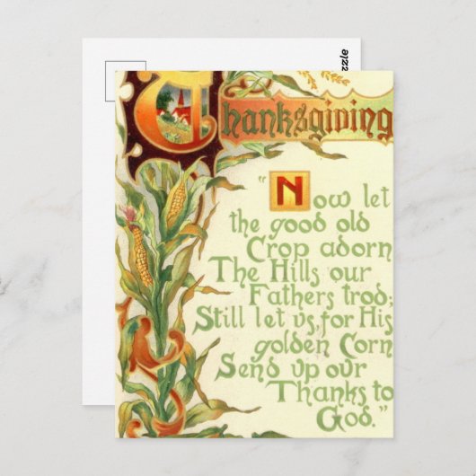 cooles Erntedank Gedicht Vintag Postkarte (Vorne/Hinten)