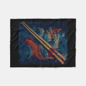 Cooles Essstäbchen-Design mit Koi-Karpfen-Kostüm Fleecedecke (Vorderseite (Horizontal))