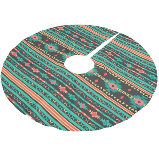 Cooles ethnisch geometrisches Stammesmuster Polyester Weihnachtsbaumdecke (Schrägansicht)