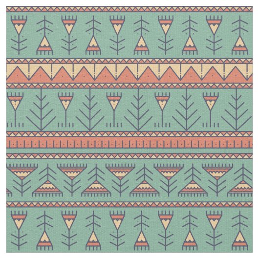 Cooles ethnisches Muster Türkis Hintergrund Trendy Stoff (Nahaufnahme)