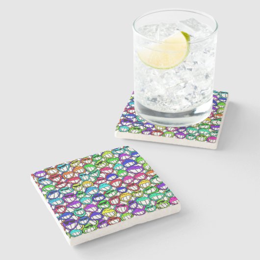 Cooles Faces Pattern + Ihre Idee Steinuntersetzer (Seitenansicht)