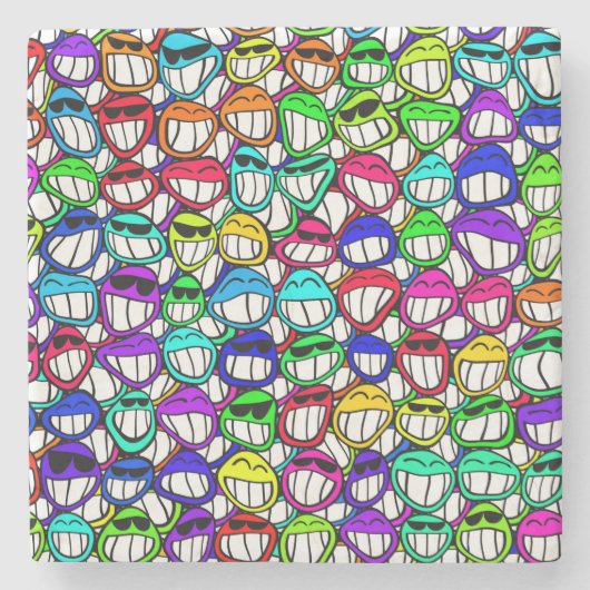 Cooles Faces Pattern + Ihre Idee Steinuntersetzer (Vorderseite)