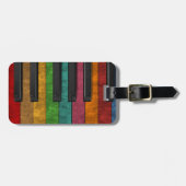 Cooles, farbenfroh antikes Grunge-Effekt-Klavier Gepäckanhänger (Vorderseite horizontal)