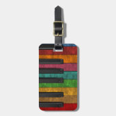 Cooles, farbenfroh antikes Grunge-Effekt-Klavier Gepäckanhänger (Vorderseite vertikal)