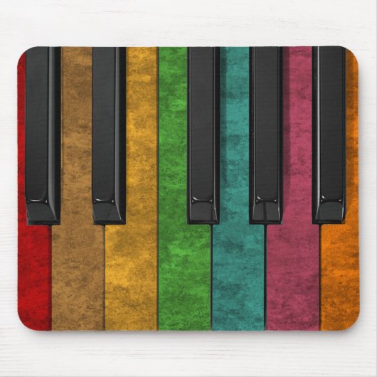 Cooles, farbenfroh antikes Grunge-Effekt-Klavier Mousepad (Vorne)