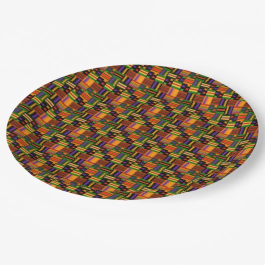 Cooles Farbenspiel Kente Design Pappteller (Schrägansicht)