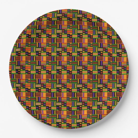 Cooles Farbenspiel Kente Design Pappteller (Vorderseite)