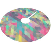 Cooles, farbiges geometrisches Dreiecksmuster Polyester Weihnachtsbaumdecke (Schrägansicht)