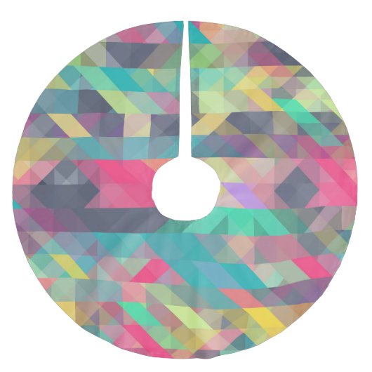 Cooles, farbiges geometrisches Dreiecksmuster Polyester Weihnachtsbaumdecke (Vorderseite)