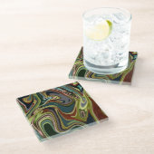 Cooles farblich simuliertes Acrylschwirbeln Glasuntersetzer (Schrägansicht)