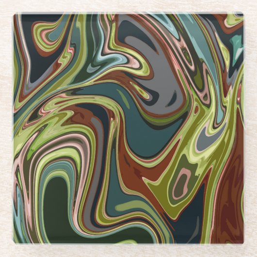 Cooles farblich simuliertes Acrylschwirbeln Glasuntersetzer (Vorderseite)