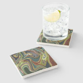 Cooles farblich simuliertes Acrylschwirbeln Steinuntersetzer (Seitenansicht)