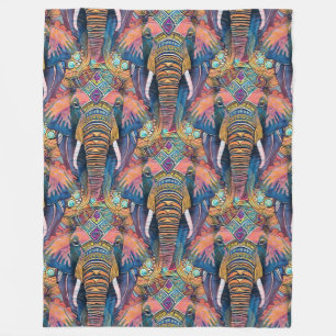 Cooles Farbmuster für Tiere - Elefant 5 Fleecedecke