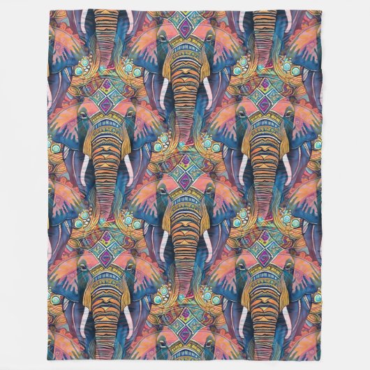 Cooles Farbmuster für Tiere - Elefant 5 Fleecedecke (Vorderseite)