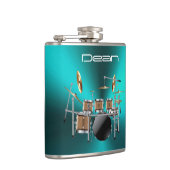 Cooles Felsen-Trommel-Set auf metallischer blauer Flachmann (Rechts)