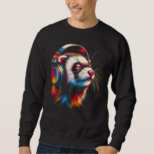 Cooles Ferret Headphone Musik Weihnachten Sweatshirt