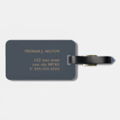 Cooles Fettmonogramm Deep Blue Brown Gepäckanhänger (Rückseite horizontal)