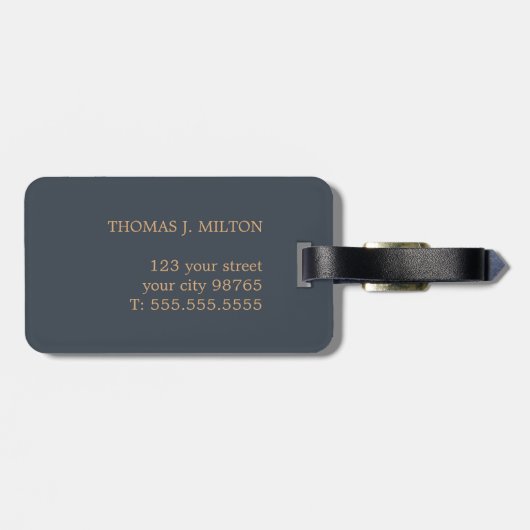 Cooles Fettmonogramm Deep Blue Brown Gepäckanhänger (Rückseite horizontal)