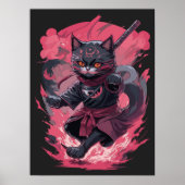 Cooles Feuer und Rauchschwarz Ninja Katzenkrieger Poster (Vorne)