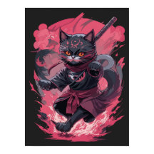 Cooles Feuer und Rauchschwarz Ninja Katzenkrieger