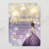 Cooles Feuerwerk Glitzer elegantes goldenes Funkel Einladung (Vorne/Hinten)