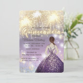 Cooles Feuerwerk Glitzer elegantes goldenes Funkel Einladung (Stehend Vorderseite)