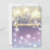 Cooles Feuerwerk Glitzer elegantes goldenes Funkel Einladung (Rückseite)