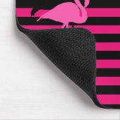 Cooles Flamingo Schwarz/Rosa Streifen Monogramm Mousepad (Ecke)