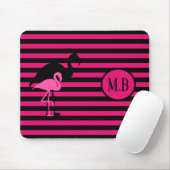 Cooles Flamingo Schwarz/Rosa Streifen Monogramm Mousepad (Mit Mouse)