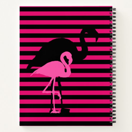 Cooles Flamingo Schwarz/Rosa Streifen Monogramm Notizblock (Rückseite)