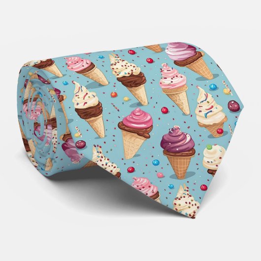 Cooles Fliesen-Eiscreme-Muster Krawatte (Gerollt)